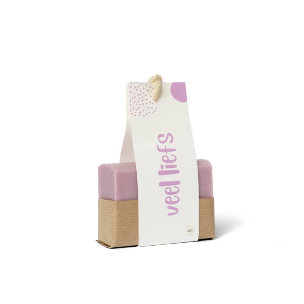 Zeepstuk roze 'Veel liefs'