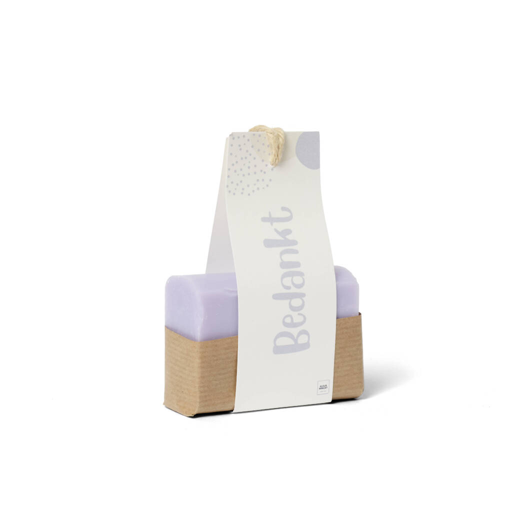 Lila zeepstuk bedankt