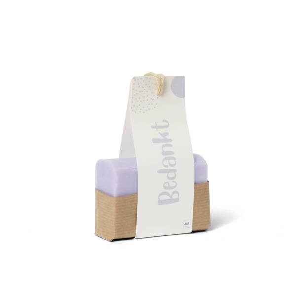 Lila zeepstuk bedankt