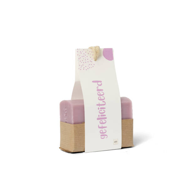 Zeepstuk roze 'Gefeliciteerd'