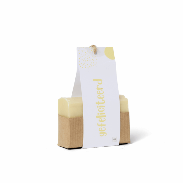 Zeepstuk gefeliciteerd geel