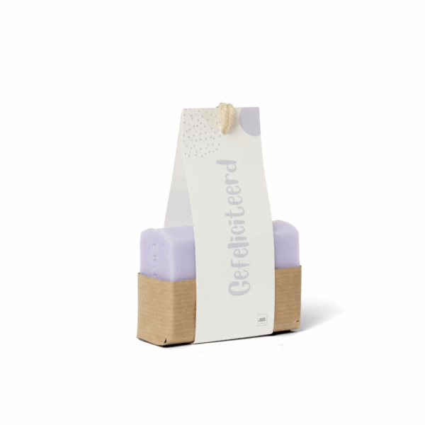 Zeepstuk lila 'Gefeliciteerd'